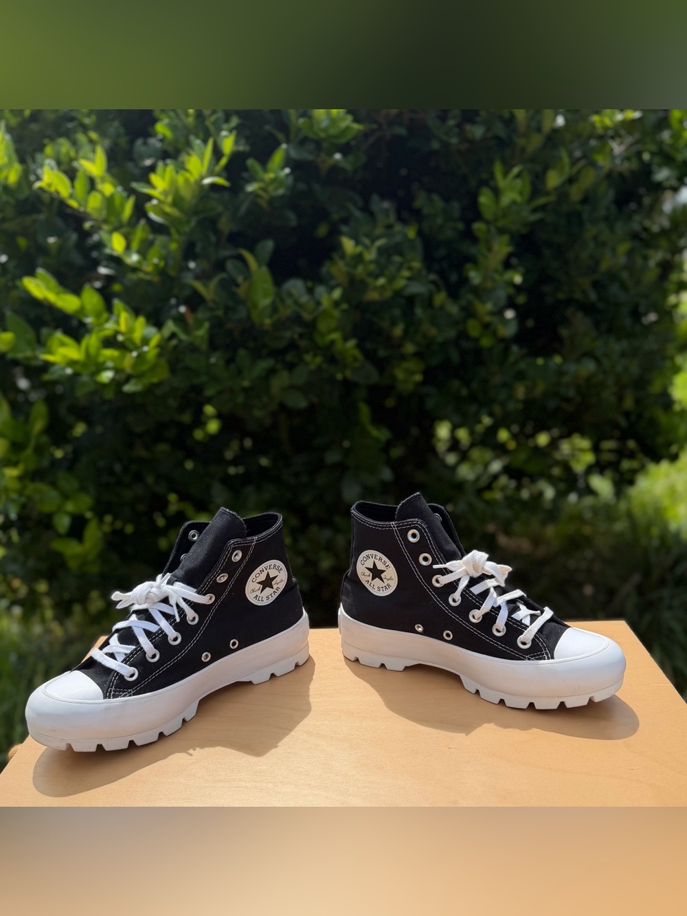 Converse Chuck Taylor All Star Lugged High Top Platform Sneakers Black White 8 - Picture 3 of 12